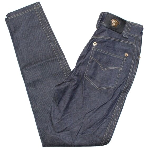 Versace Other - $795 Versace Jeans Women's Dark Blue Gold Medusa Jeans Pants Size 25,27,28,32